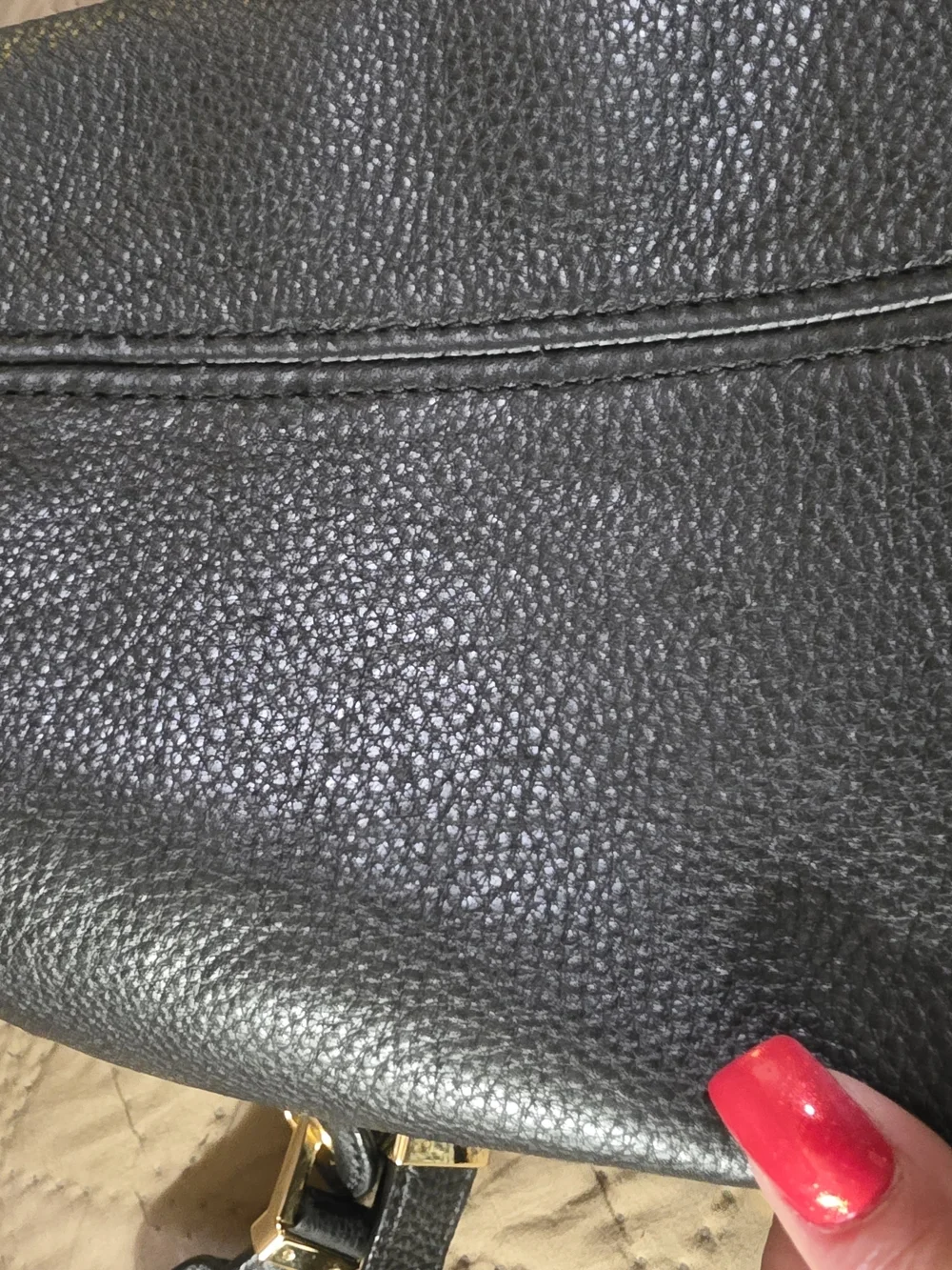 Michael Kors Black Pebbled Leather Shoulder Tote with Gold Hardware